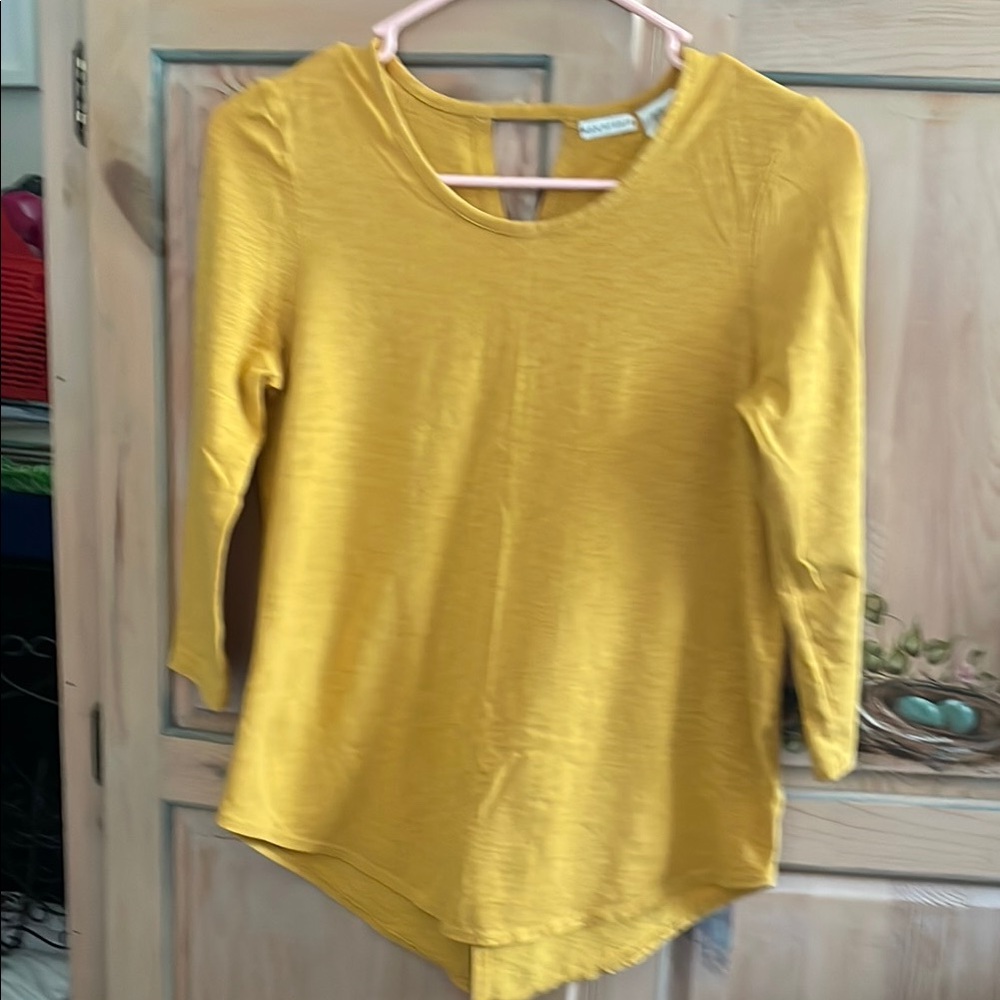 Max Studio Yellow Asymmetrical Long Sleeve Blouse